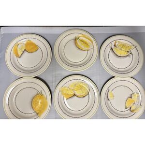 Gien France Vintage Citron Lemon Dessert Plates - Set of 6, 6.75" Plates